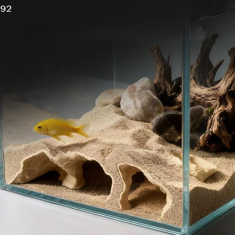 3D Printed Natural Curve Cave: Fish Tank Decor & Underground Shelter for Reptiles & Fish