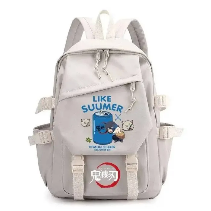 

White Black Demon Slayer Kimetsu No Yaiba Student Teens School Bags Backpacks Anime Game