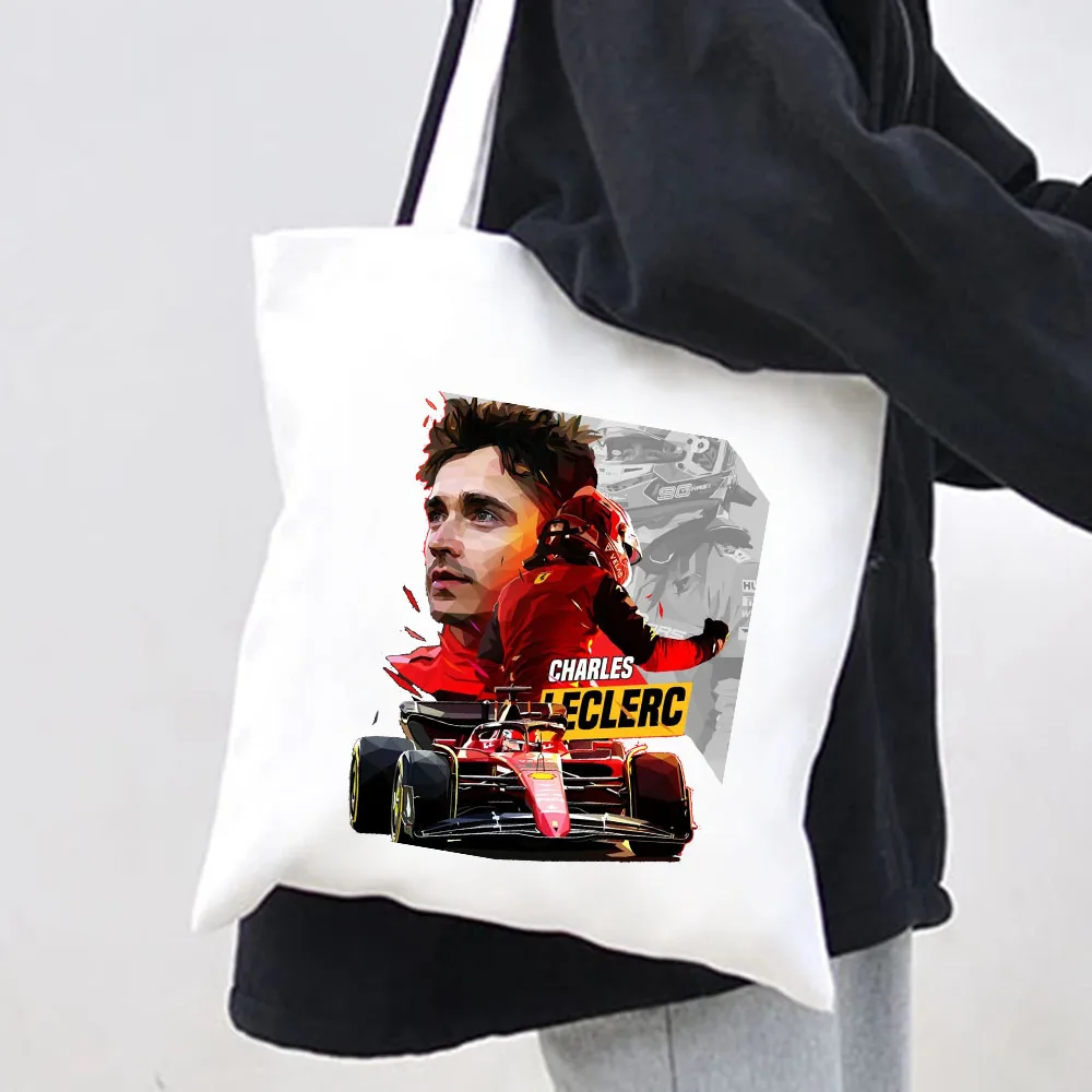 F1 Formula 1 Lando Norris Bottas Auto da corsa Borsa shopper in tela da donna Borsa in cotone Borsa a tracolla Harajuku Tote Lady Eco Shopping Bag