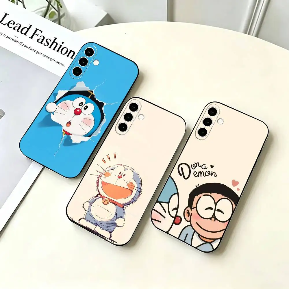 CUTE D-Doraemonnn Phone Case Black Silicone Soft For Samsung A73,A72,A71,A70,A53,A52,A51