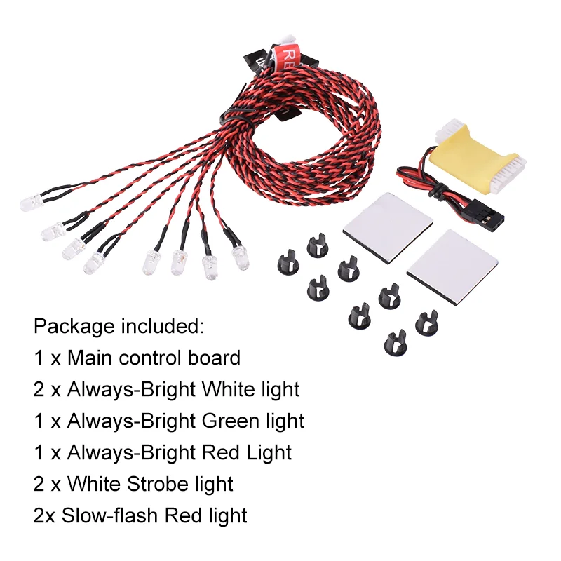 Ferngesteuertes 8-LED-Blitzlicht-Kit mit heller Beleuchtung, 4-6V, für RC-Flugzeuge, Hubschrauber und Flugzeugteile – Detail 12