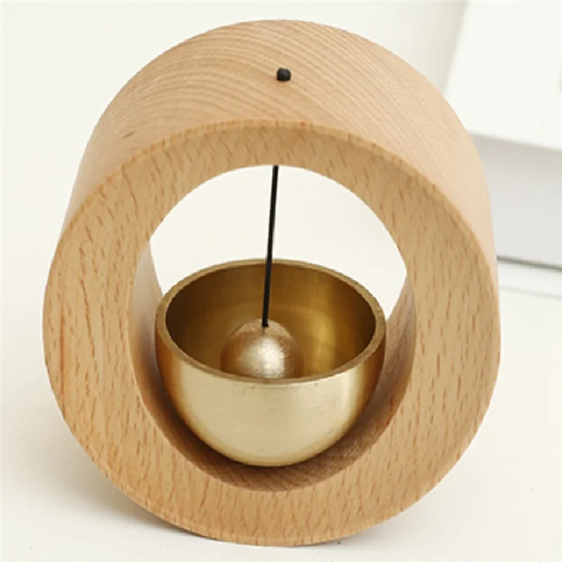 الخشب النحاس الرياح الرنين خشبية جرس الباب اللاسلكي مدخل تذكير جرس الباب الجمالية ديكورات المنزل جرس الباب A 8X8X3.5 سنتيمتر