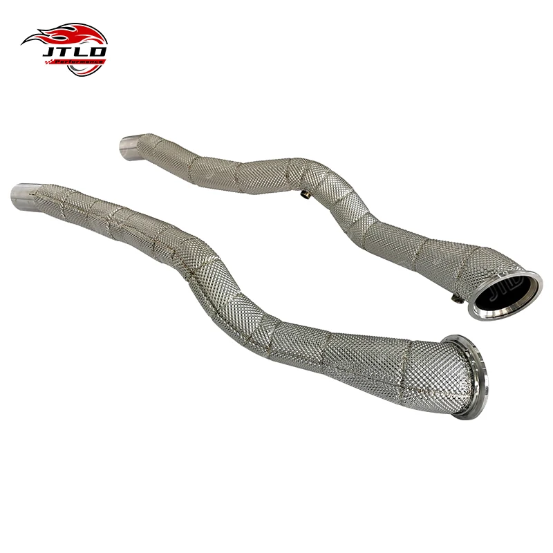JTLD Stainless Steel High Flow Downpipe for Ferrari 812 GTS-Performance Exhaust with Heat Shield