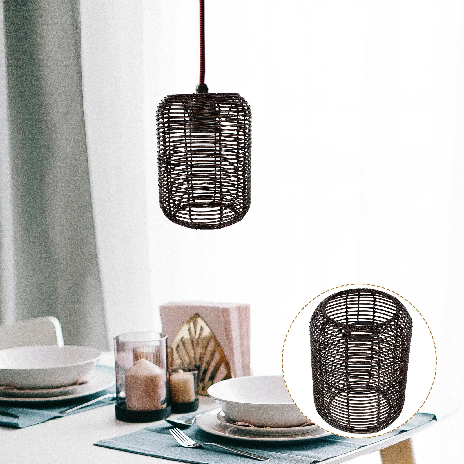 

Chandeliers Ceilings Rattan Lampshade Shades Paper Rope 2400X1700X1700CM Black