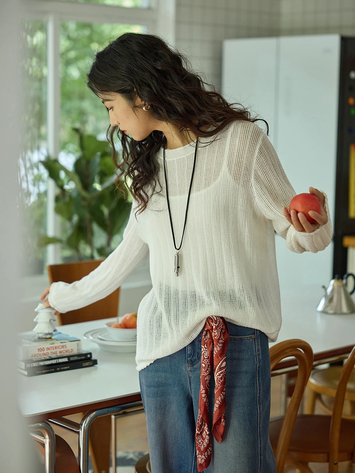 

Solighter Women's Knitted Wool Long Sve Loose round Ne Top Vintage Commute Sle Autumn New Arrival Thin Polyester Blend