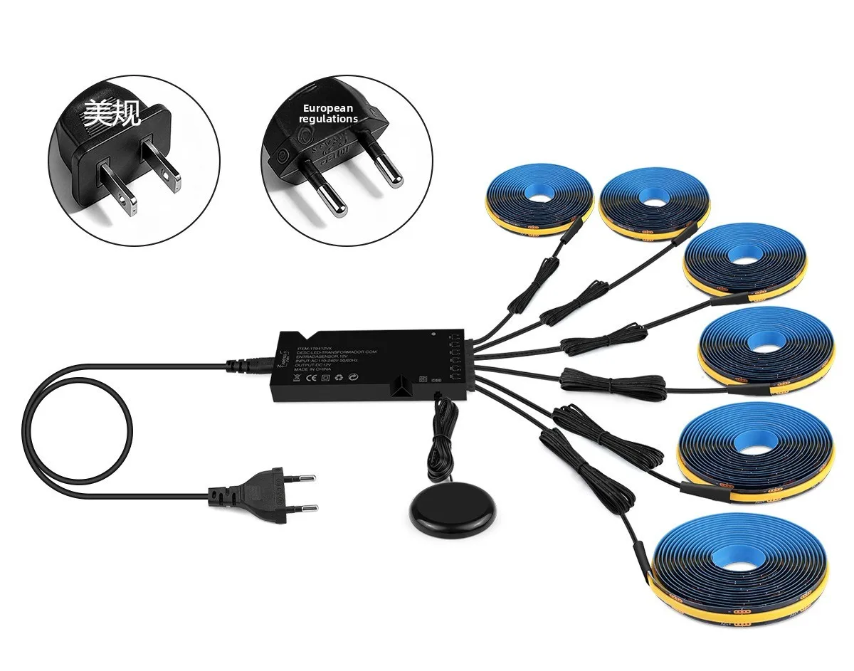 LED Strip Light 12V FCOB Black PCB Parallel Connection Kit for Cabinet Display Showcase Decorative Lighting and Home Indoor Use