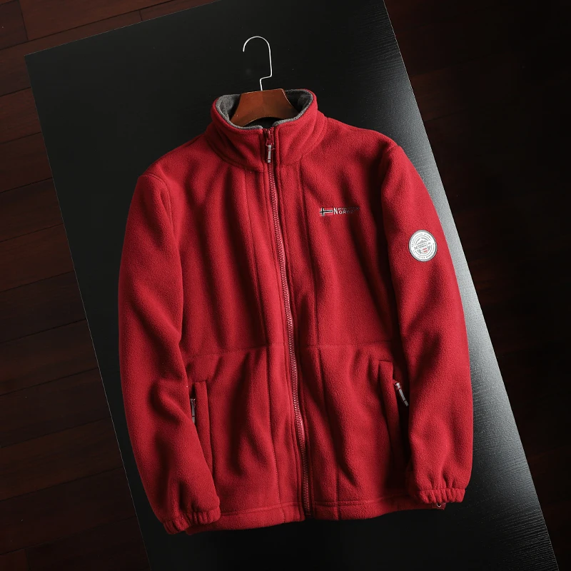 سترة قطنية سميكة مبطنة بالصوف ذات ياقة عالية للرجال، معطف خارجي دافئ عصري للشباب بأكمام طويلة وإغلاق بسحاب #2