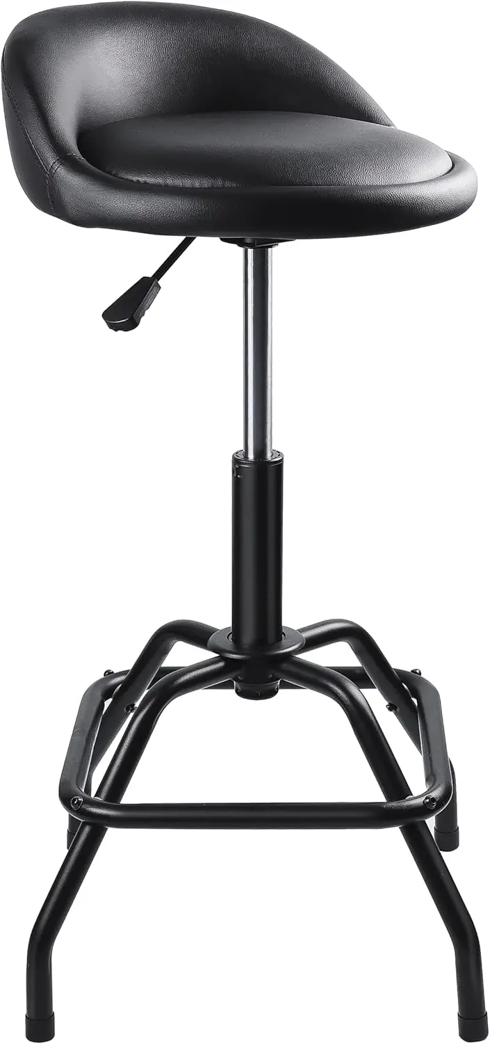 

Adjustable Swivel Bar Stool with Back, 25-31 Inch Height, 330lb Capacity, Black
