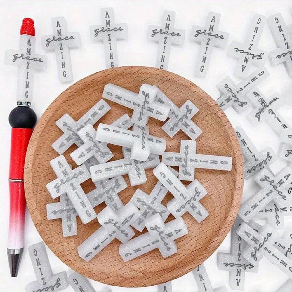 5/8/40 قطعة مجموعة خرز سيليكون متقاطعة، تستخدم لصنع المجوهرات بنفسك، وكذلك الخرز البؤري للأقلام والقلائد وسلاسل المفاتيح