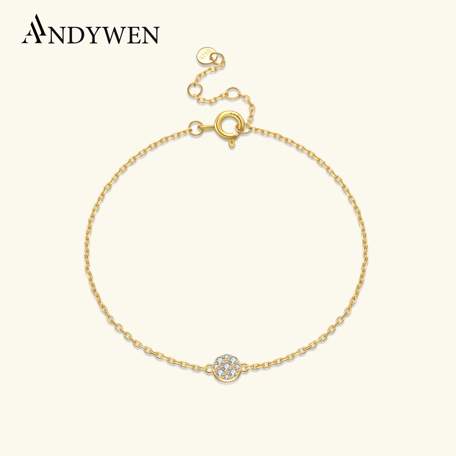 

ANDYWEN 100% 925 Sterling Silver 5mm CZ Charm Chain Bracelet Rock Punk Women Luxury Wedding Valenties Fine Jewelry Gift