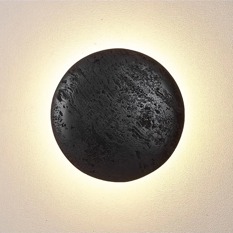 

Japanese Creative & Nordic Minimalist Black Hole Stone LED Wall Lamp - for Bedroom Bedside, Background Wall, Aisle & Balcony