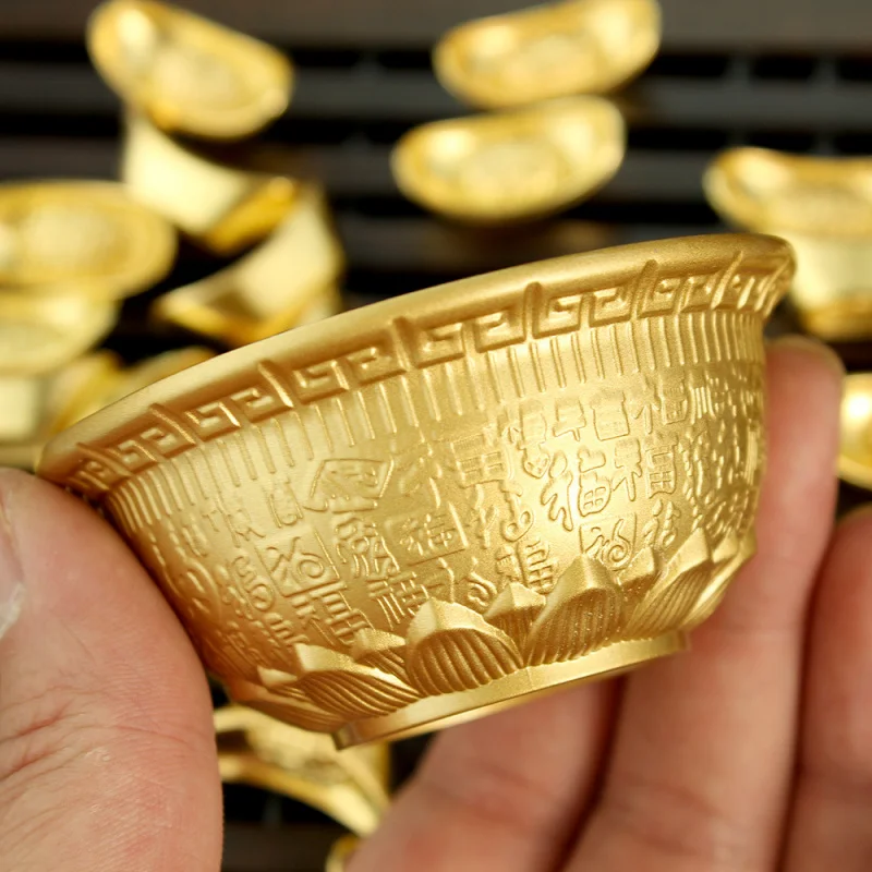 

New Treasure Bowl Hundred Blessings Golden Toad Rice Jar Desktop Small Ornament Ashtray Study Decoration Blessing Opening Gift