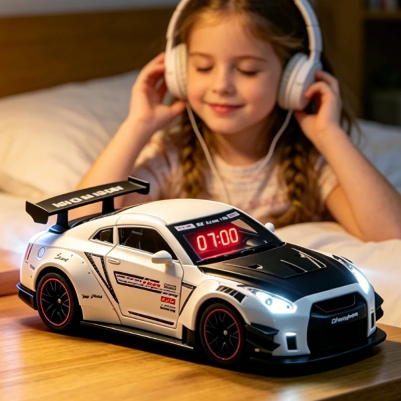 

1pcs Remote Control Car Alarm Clock,Rechargeable LED Digital Hypercar Clock,Realistic Engine Sound,Water Spray Exhaust Light