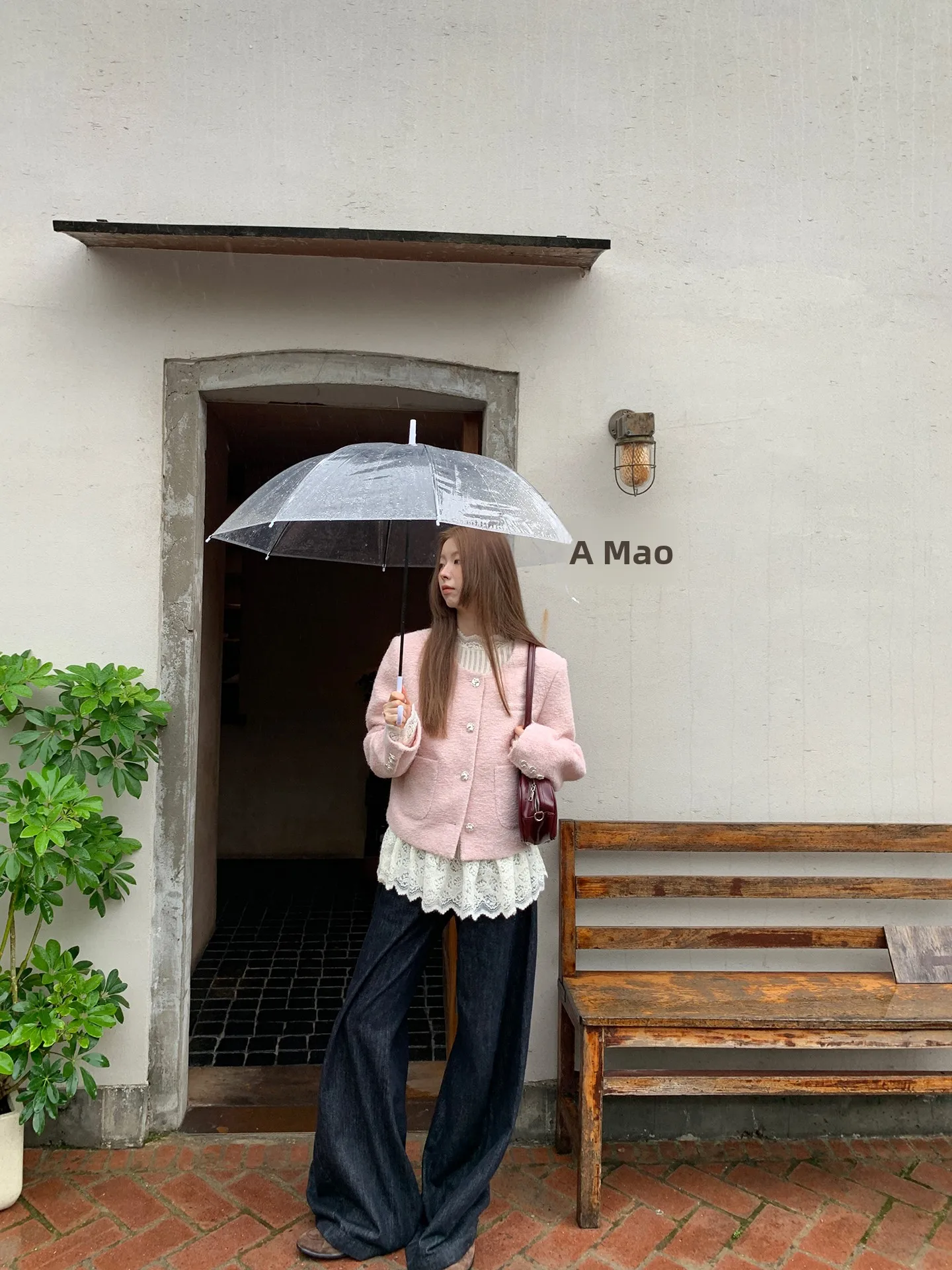 

Розовое шерстяное стеганое пальто Jaet, женское повседневное пальто Sle ort, осень 2024, новинка Faion Red Personage Gallery G Sle, полиэстер...