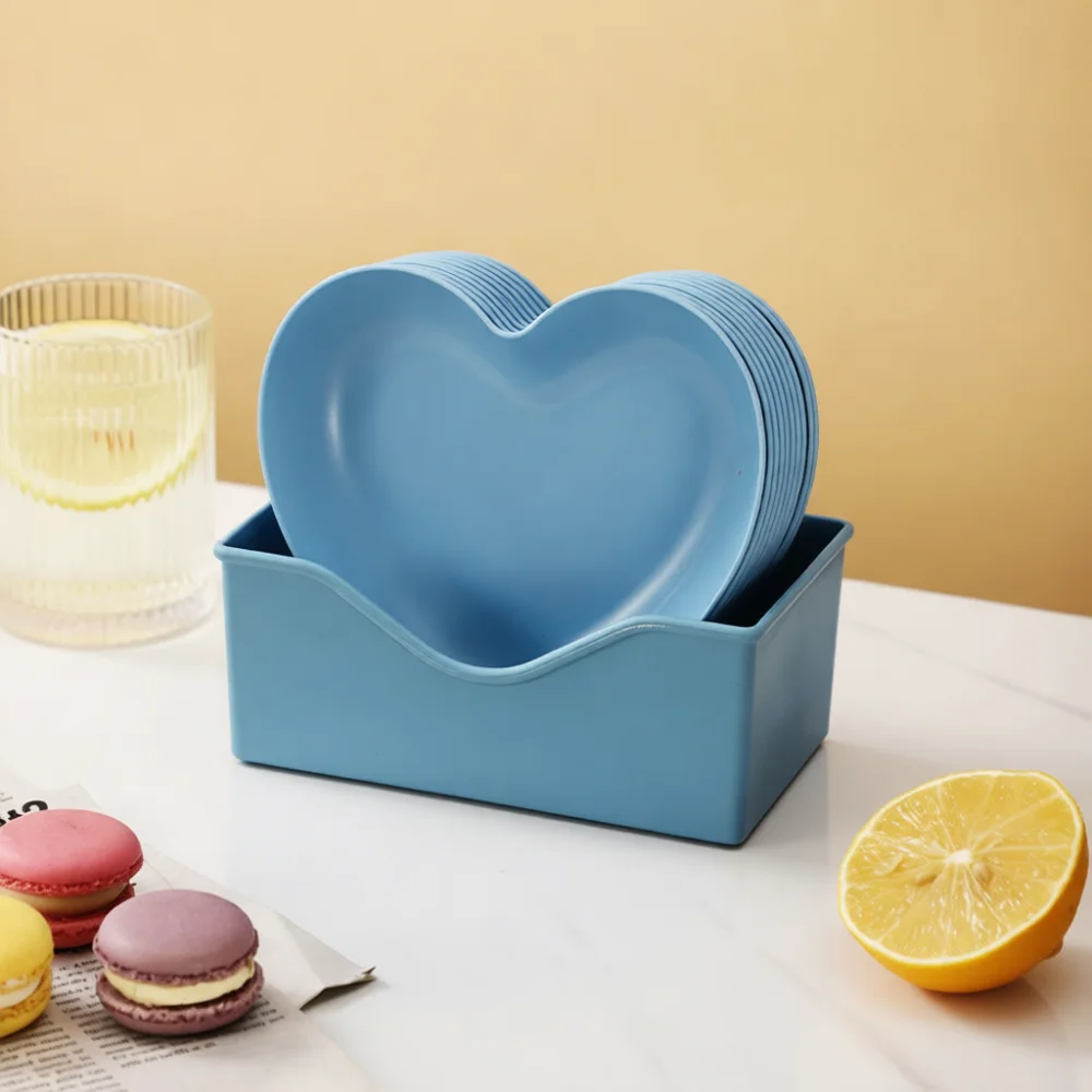 Plastic Heart Dish Snack Tray Desktop Organizer Durable Bone Plate For Home Kitchen Decor Fruit Serving Food Dish