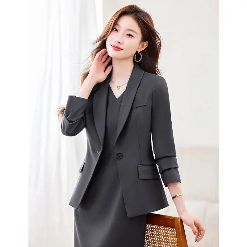 High Quality Fabric Women Business Suits with Dress and Jackets Coat Fall Winter Formal OL Styles Ladies Blazers Work Wear Sets