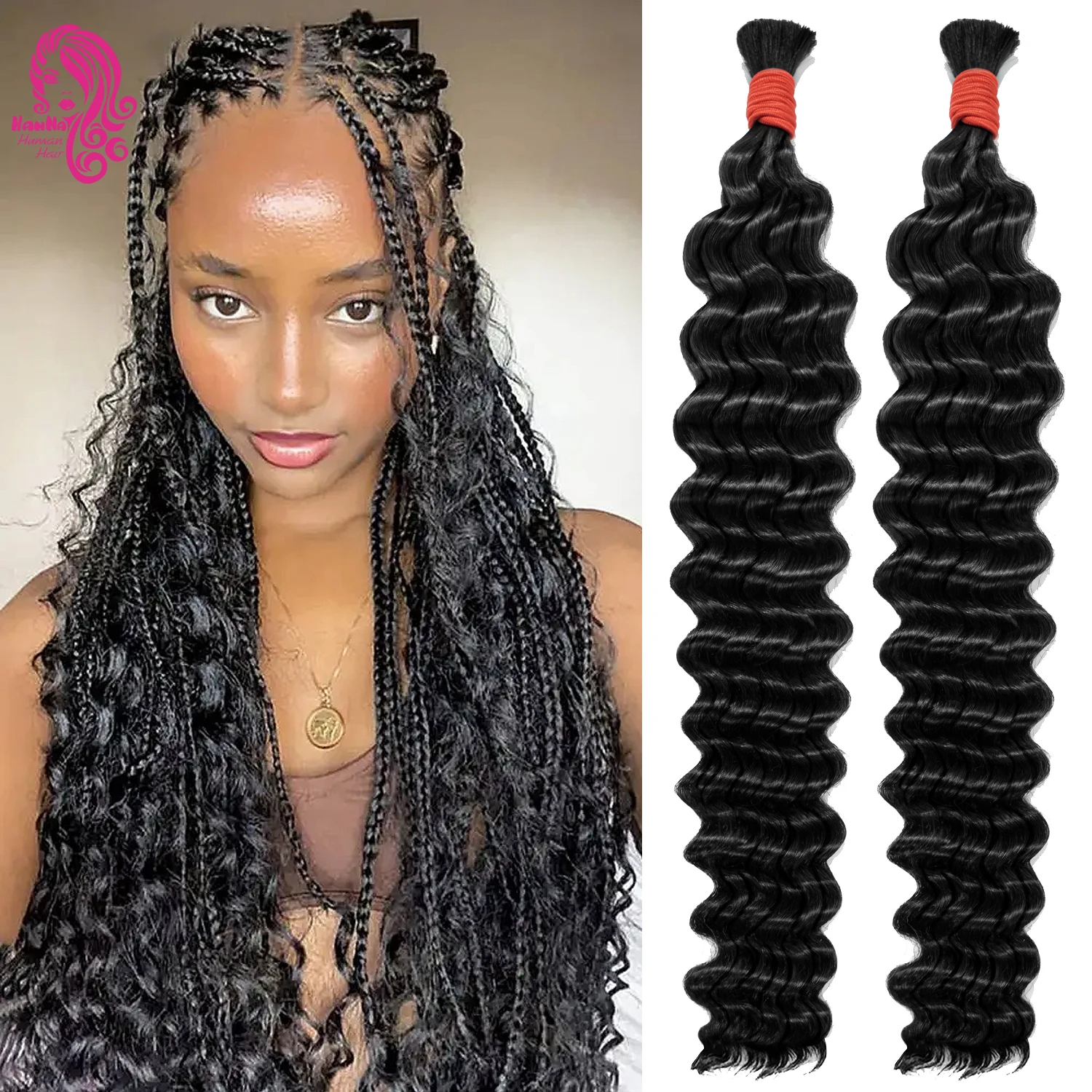 100% Human Hair Extension Curly Wave Braiding Indian Hair No Weft Deep Wave Remy Natual Hair Braid Unproccessed Virgin Extension