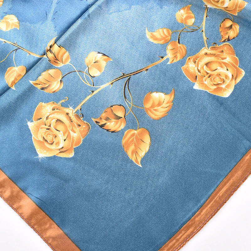 2023 New Fashion Versatile Crystal Rose Pattern Printing High Quality 90 * 90 Colored Ding Large Square Scarf Spot Wholesale