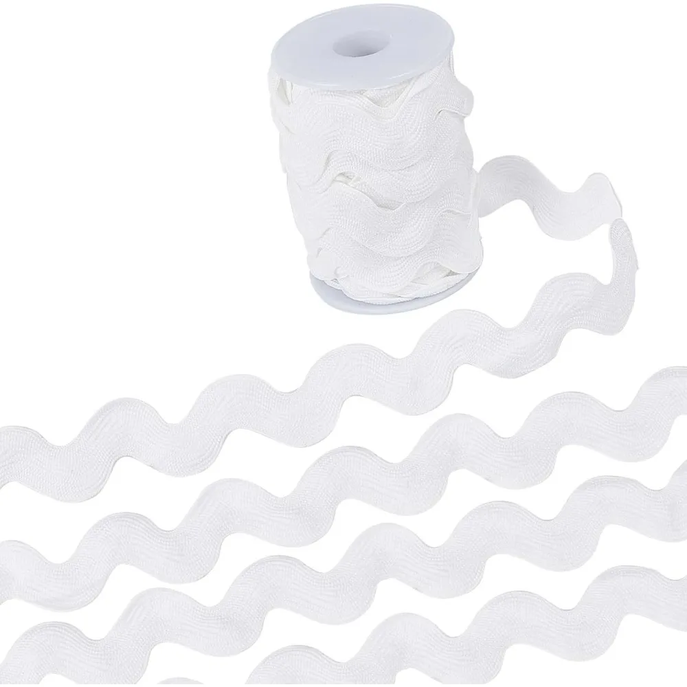 0.78 inch-1.33 inch/20-34mm Wide Rick Rack Trim 10 Yards White Wave Bending Fringe Trim Braided Woven RIC Rac Ribbon Zig Zag