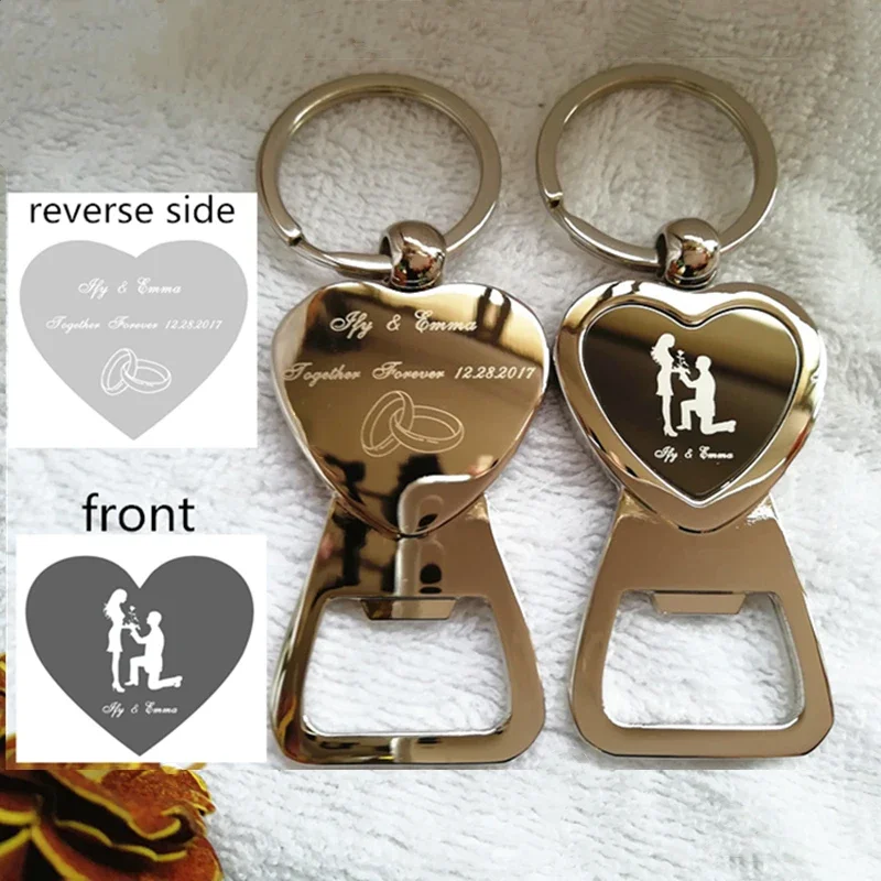 50/100pcs Bride  Groom Personalised Key Ring Key Chain Beer Bottle Opener Personalized Wedding Favour Bomboniere Thank You Gifts