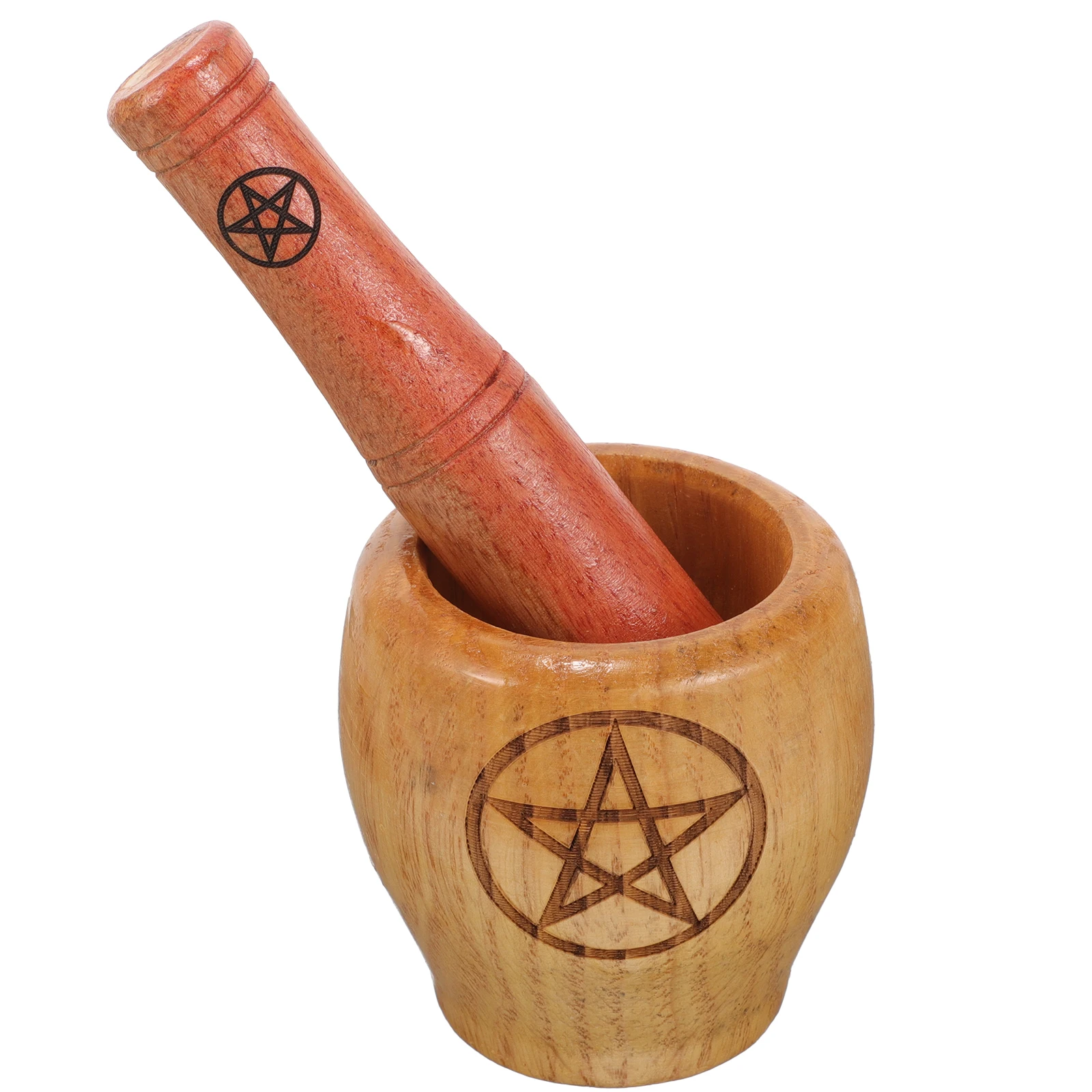 

Pentagram Pounding Medicine Jar Garlic Paste Device Masher Pestle Muddler Wooden Grinders Kitchen Gadget Presser