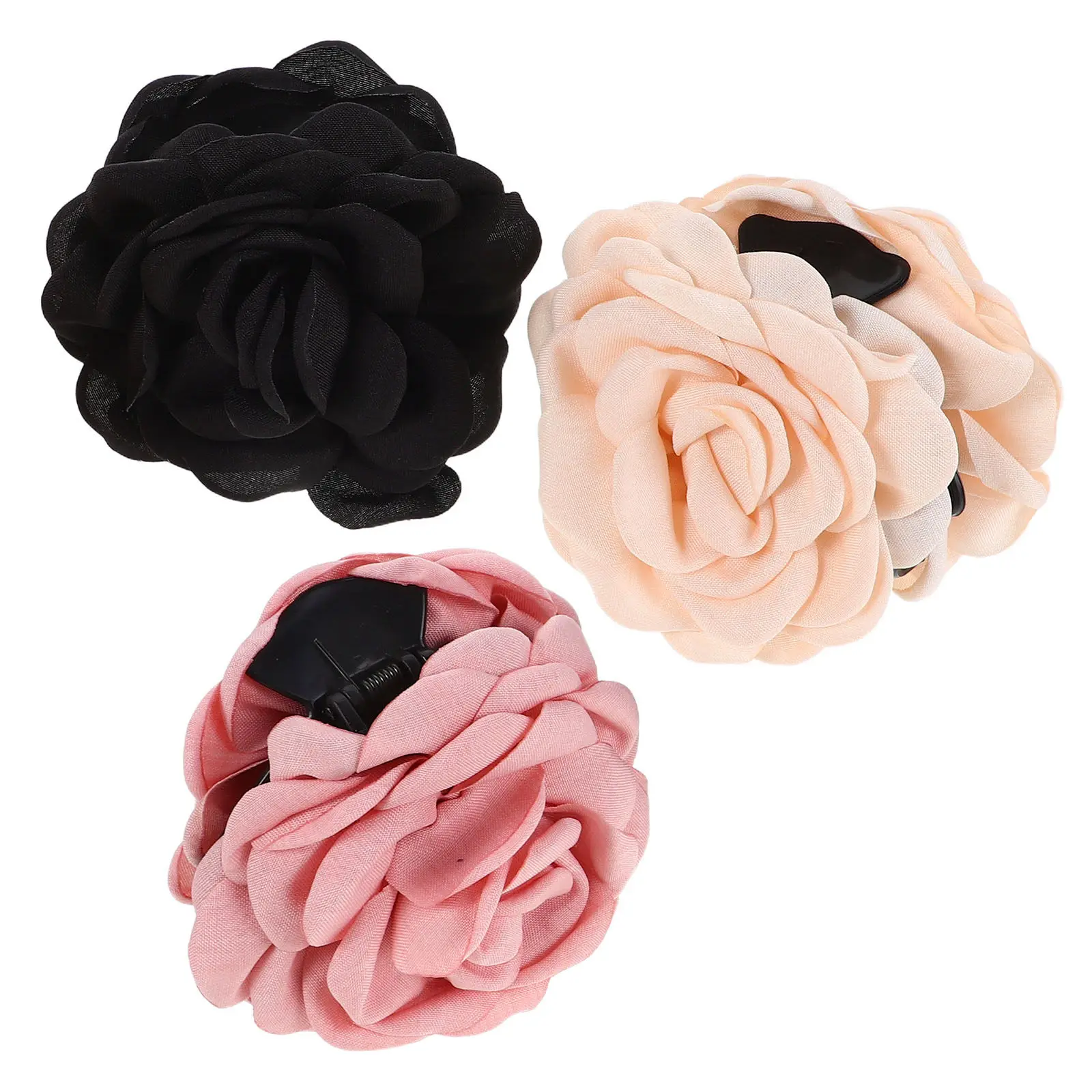 

3Pcs Elegant Rose Hair Clips Large Floral Claw Clips for Women Versatile Styling Secure Grip Lightweight Comfort Tropical