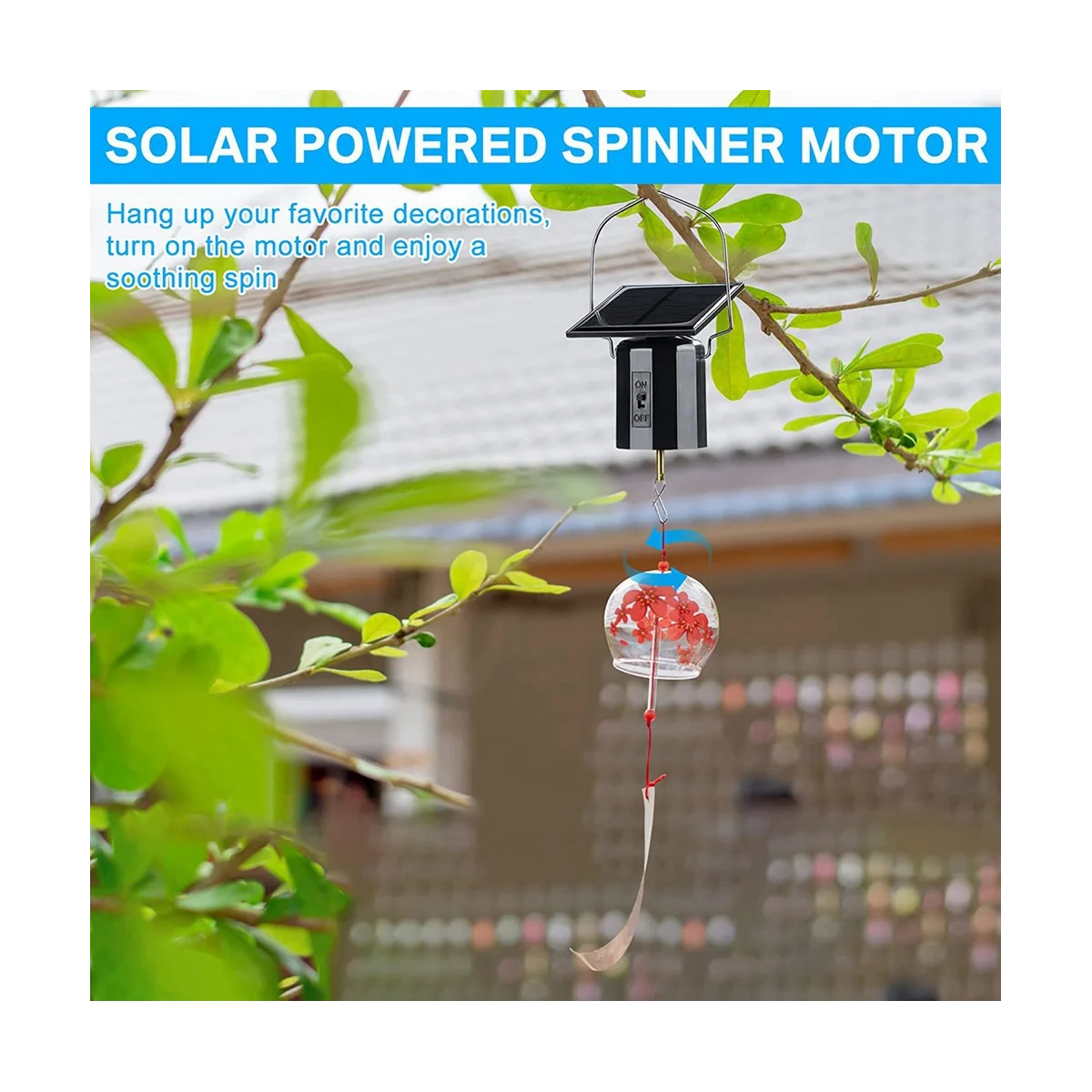 Solar Powered Wind Spinner Motor para exibição, Motor giratório suspenso, Carrilhão giratório, Energia solar, 4pcs