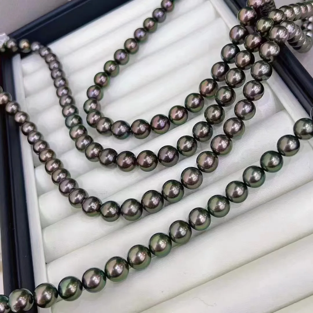 New Arrival 10-11mm Natural Sea Black Pearl Jewelry Necklace 925 Sterling Silver Fine Jewelry for Women Sterling Silver 925