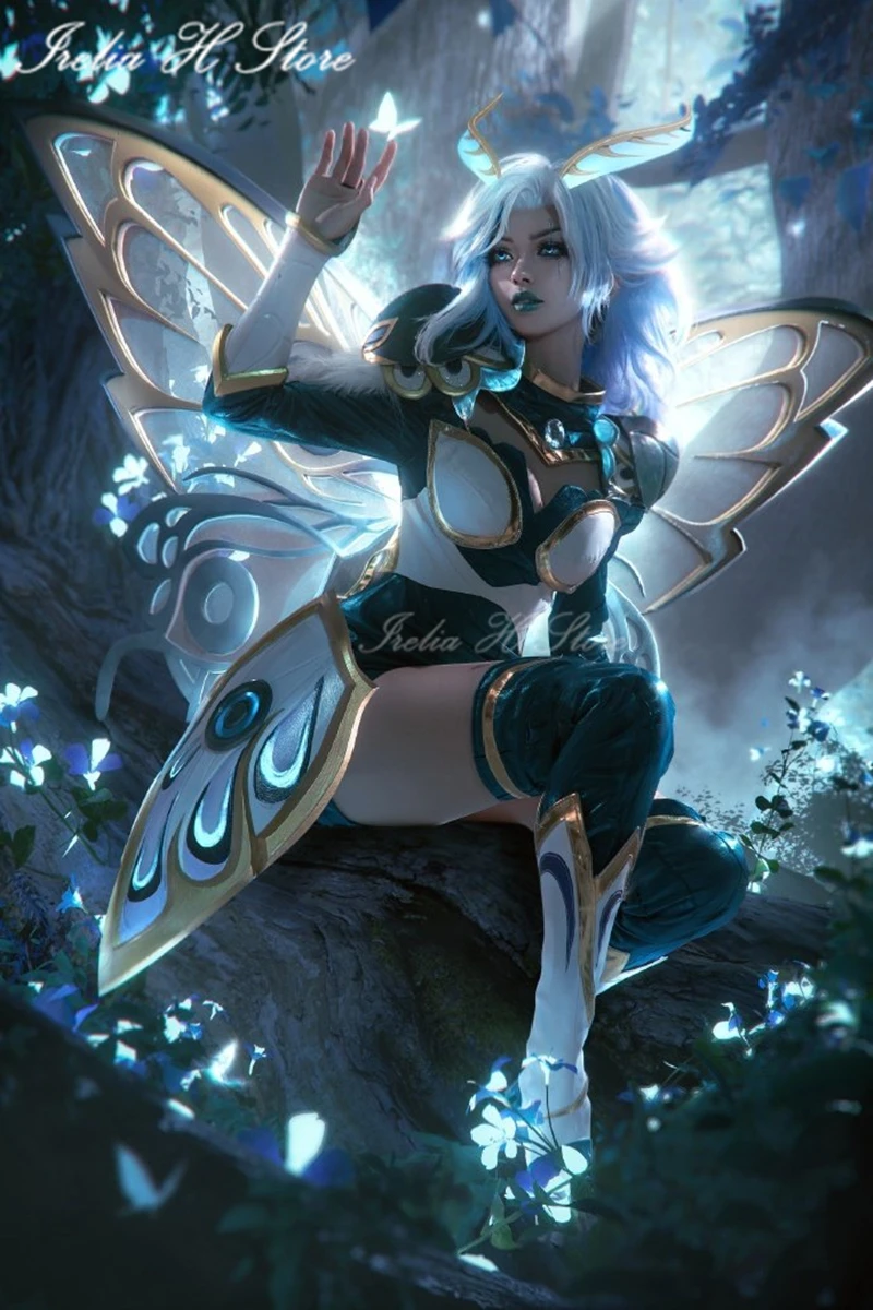 Irelia H Customized the Sinister Blade Katarina from LOL Faerie Court Katarina Cosplay Costume full set with wings b