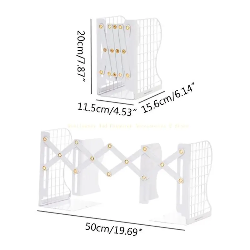 Simple White/Gray/Pink Solid Metal Bookends Desk Manadement Box Metal Thick Bookends Adjustable Flexible for Home Office