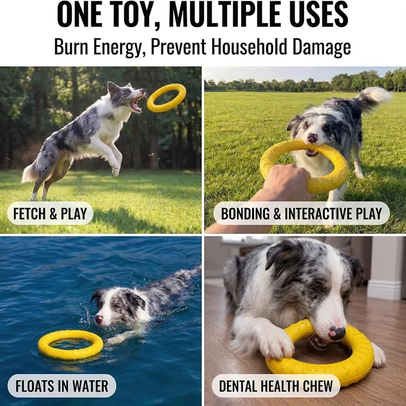 Hundespielzeug, fliegende Frisbees aus EVA, Hundetrainingsring, bissfeste Spielzeuge für Hunde, schwimmender Welpen-Bissring, interaktives Spielzeug – Detail 5
