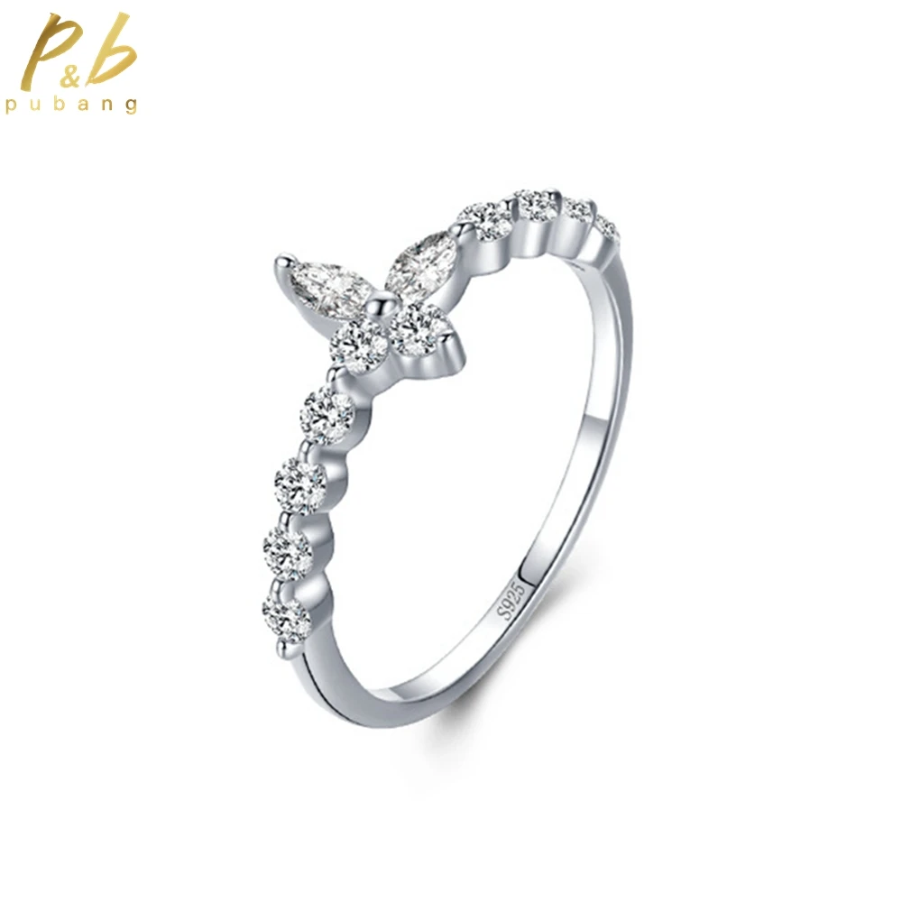 

PuBang Fine Jewelry Real 925 Sterling Silver High Carbon Diamond Luxury Ring for Women Anniversary Engagement Gift Free Shipping