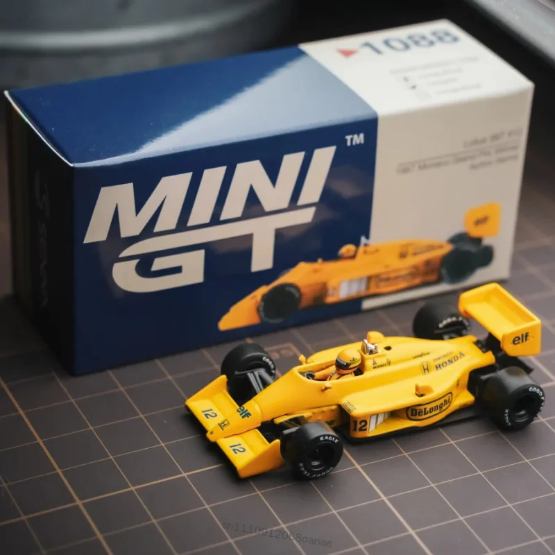 MINIGT 1:64 Diecast Lotus 99T #12 Ayrton Senna 1987 Monaco Grand Prix Winner Alloy Racing Car Model 1088 Collectible Gift