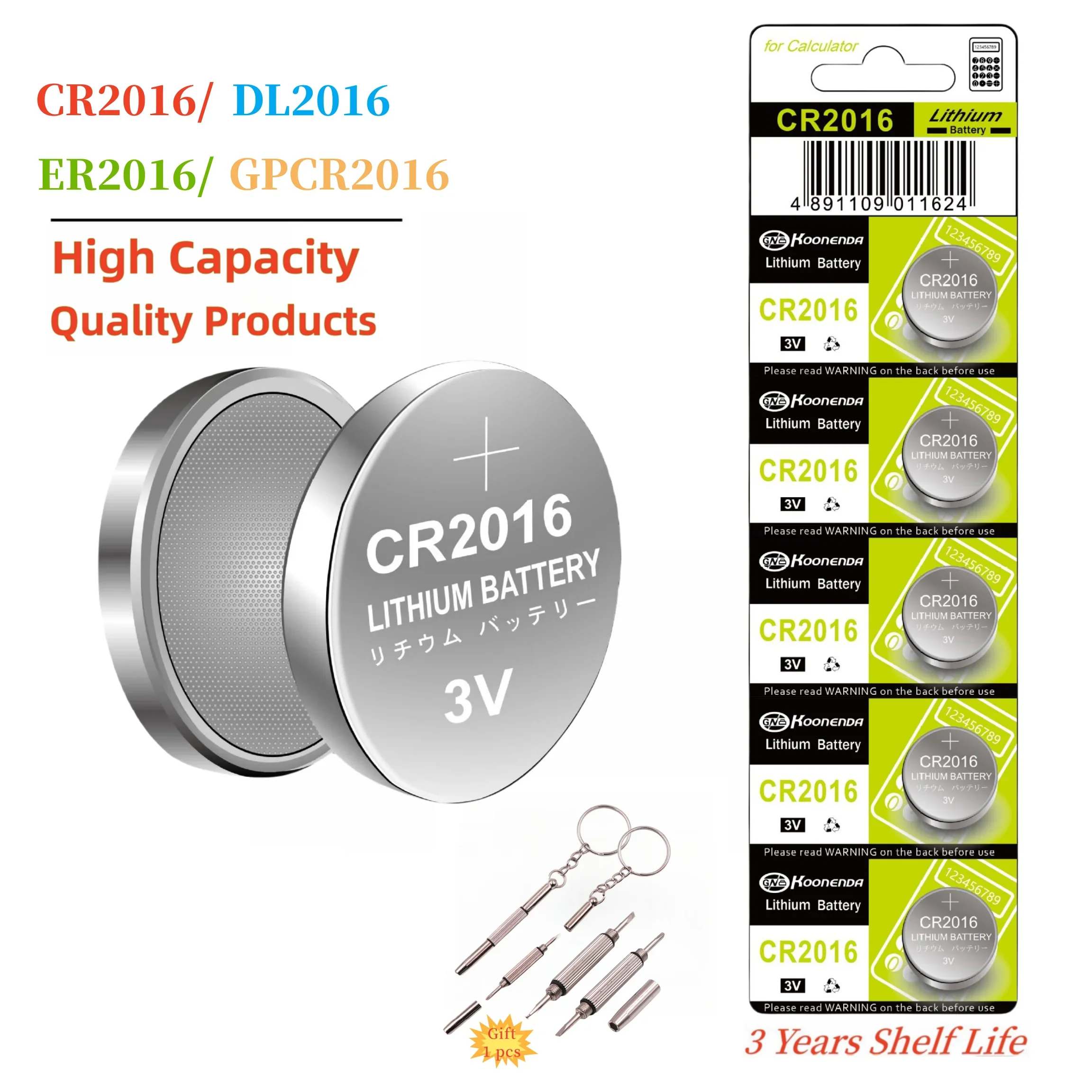 

CR2016 3V Lithium Battery 2-40pcs Mercury free A Long-lasting, Leak-free, Suitable for flashlights, car keys, watches, key fobs