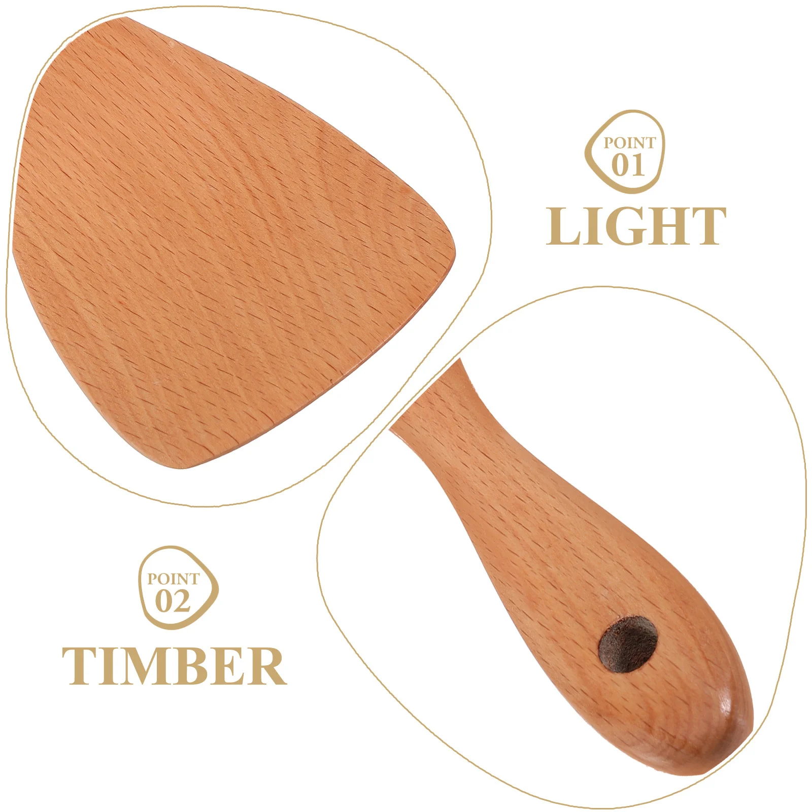 

Wooden Rice Spoon Beech Wood Natural Texture Ergonomic Handle Stirring Serving Spoon for Soups Coffee Curries Kitchen