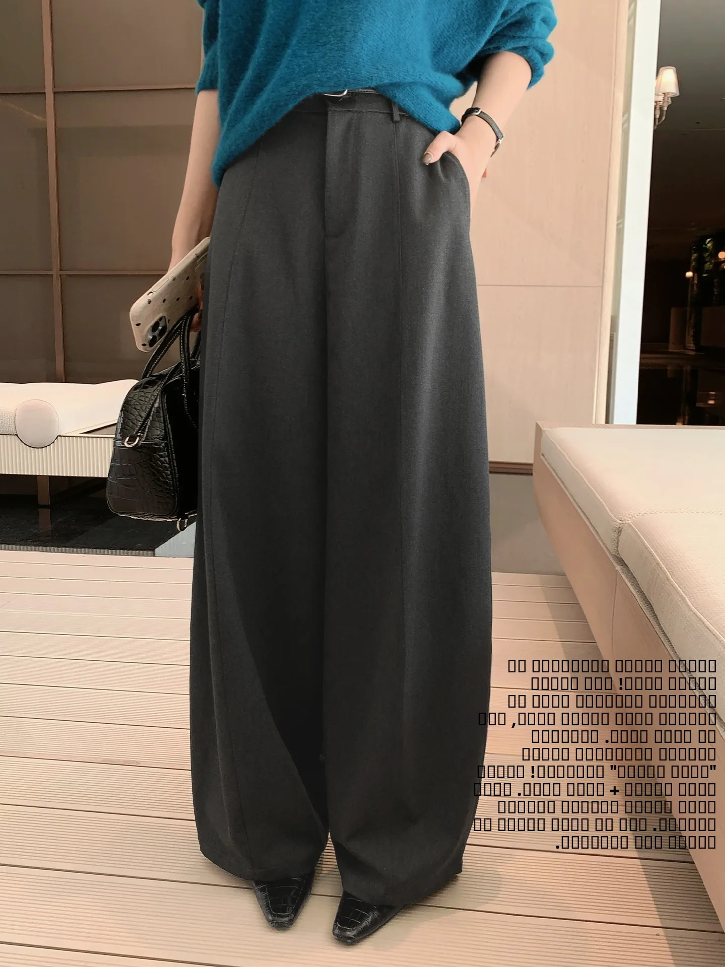 

MeiYang Windbreaker Balloon Pants High Waist Wide Leg Harlan Pants Thiened Winter Faionable And Warm Heating Trousers