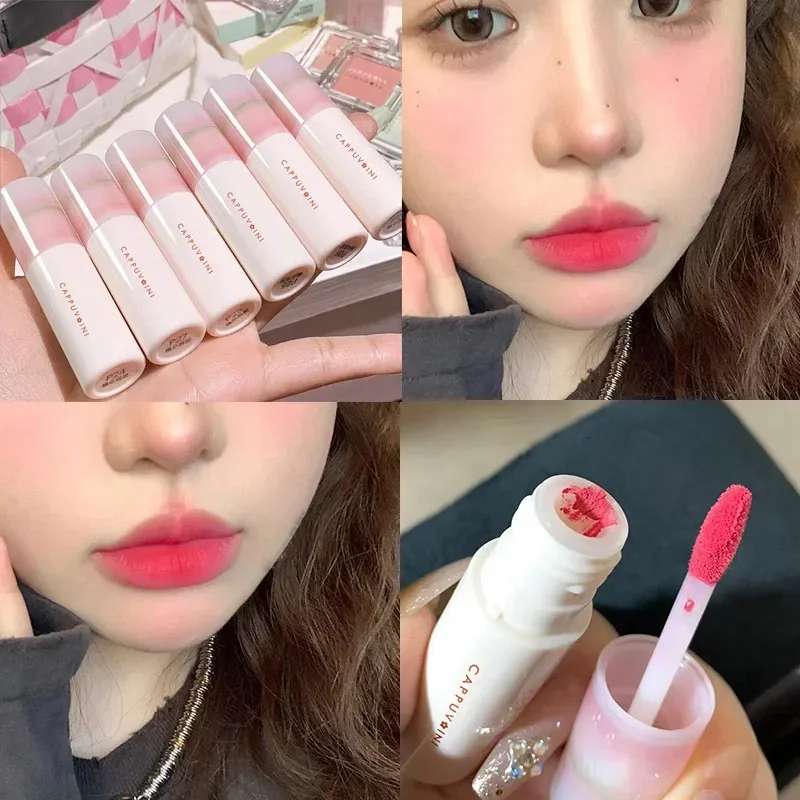 Cute Pink Tube Lip Glaze Matte Liquid Lipstick Waterproof Long Lasting Velvet Nude Red Lip Mud Smooth Non-Stick Lip Gloss Makeup