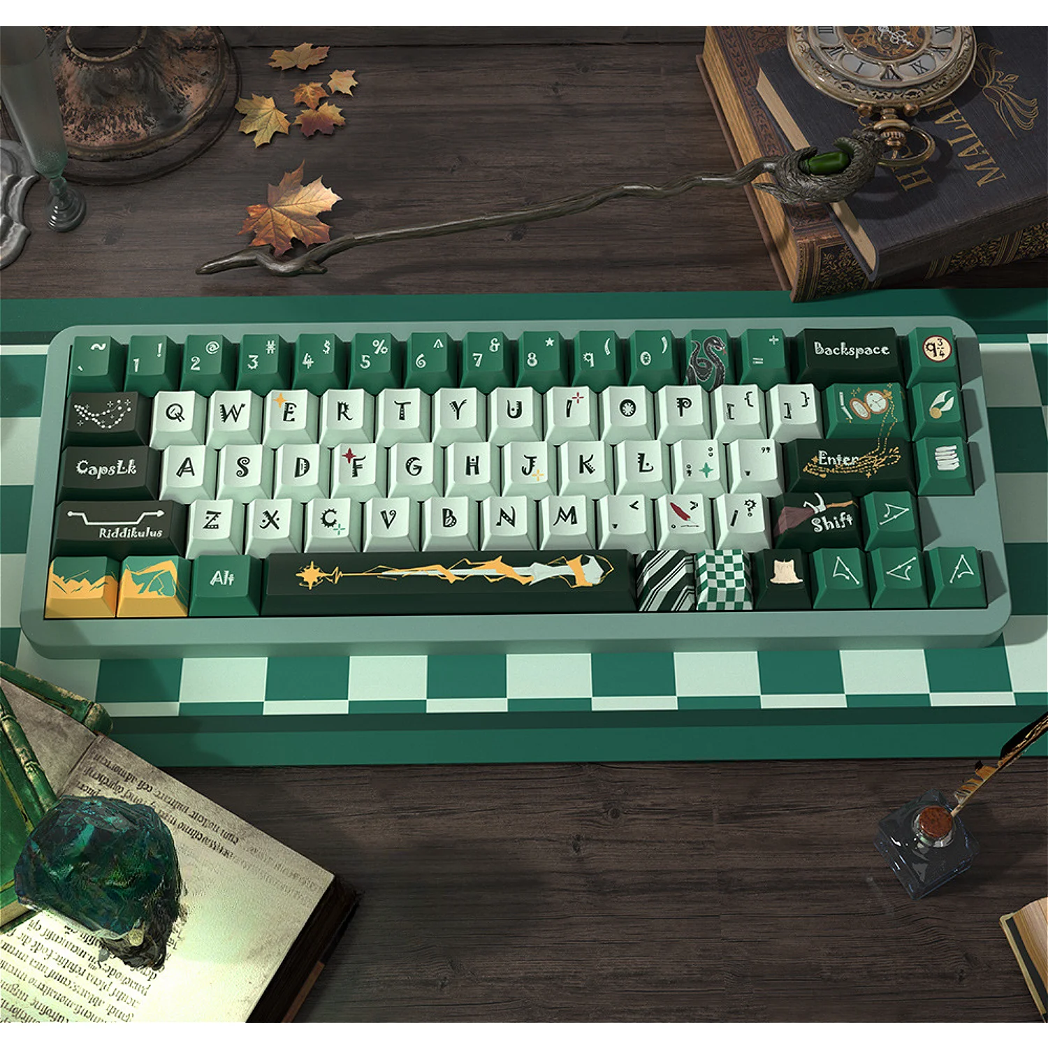 Imagem -02 - Creative Slytherin Pbt Cherry Keycaps Conjunto Grande Sublimação de Calor para 60 64 84 98 108 Teclado Mecânico para Jogos Interruptor mx