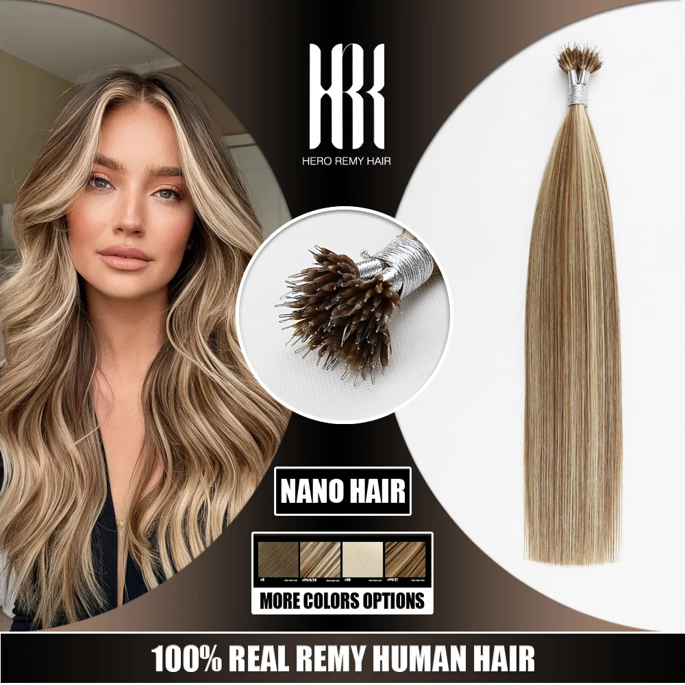 

Nano Ring Micro Bead Link Hair Extensions 100% Real Remy Natural Human Hair Extension Highlights Blonde Color 16-22" 0.8g