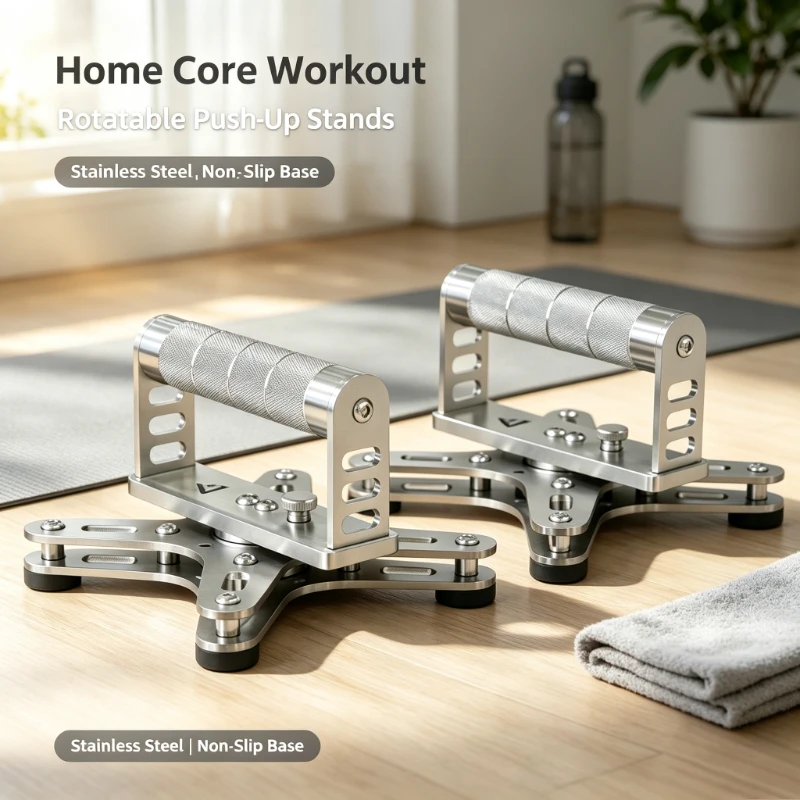 Stainless Steel Multifunctional Rotatable Push‑up Stands Waist Twisting Plate Abdominal Core Body Shaping Workout Fitness Gear
