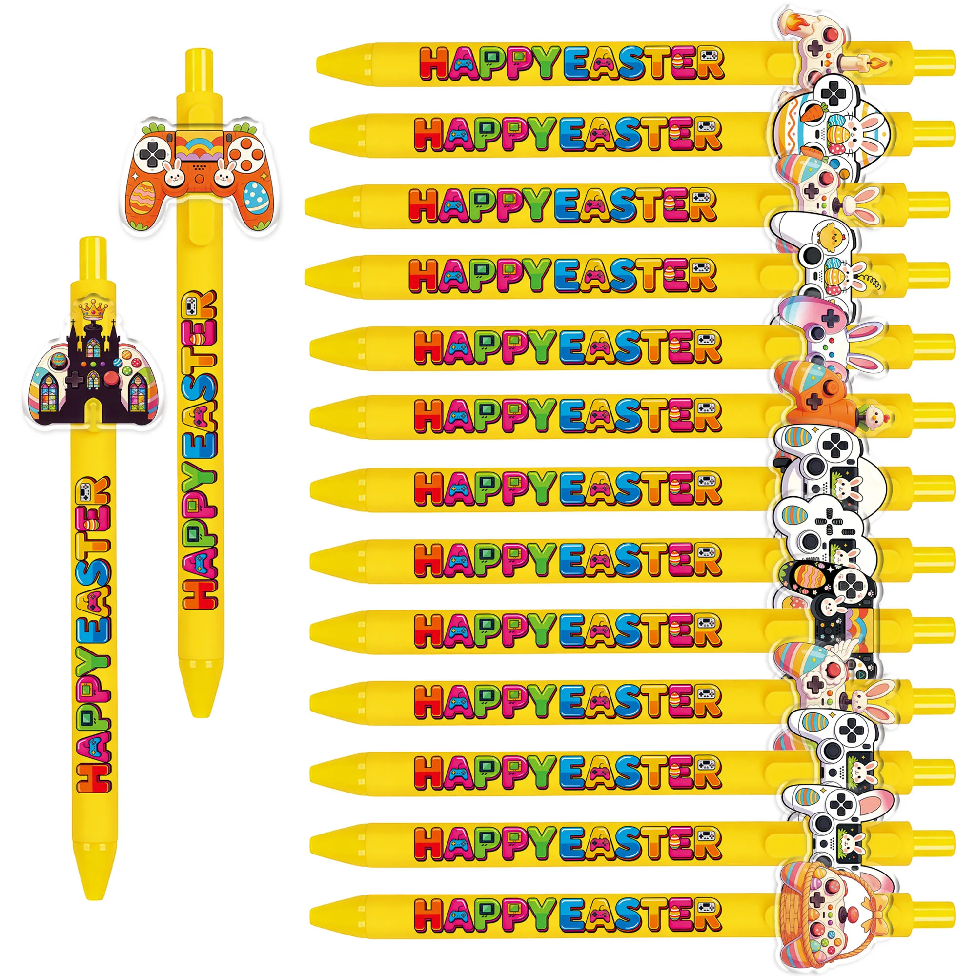 12PCS/18PCS Easter Bunny Ballpoint Pen, Easter game controller, creative pattern press writing Pen, festival gift