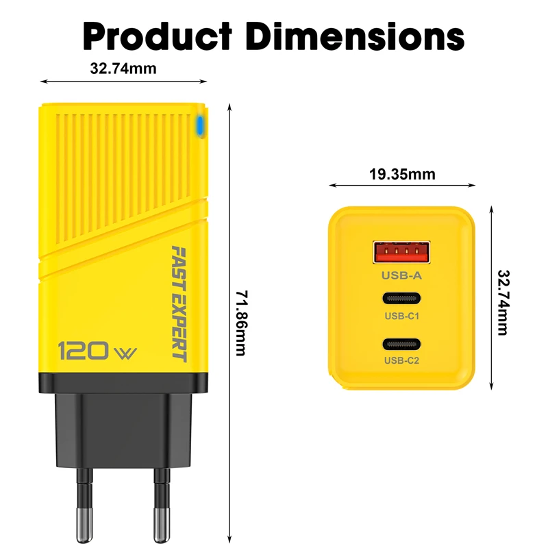 Lenovo 120W Ladegerät mit USB 2PD ACC Multi-Port Schnellladeadapter EU US UK Stecker für Xiaomi Huawei iPhone 18 17 16promax 2026 – Detail 9
