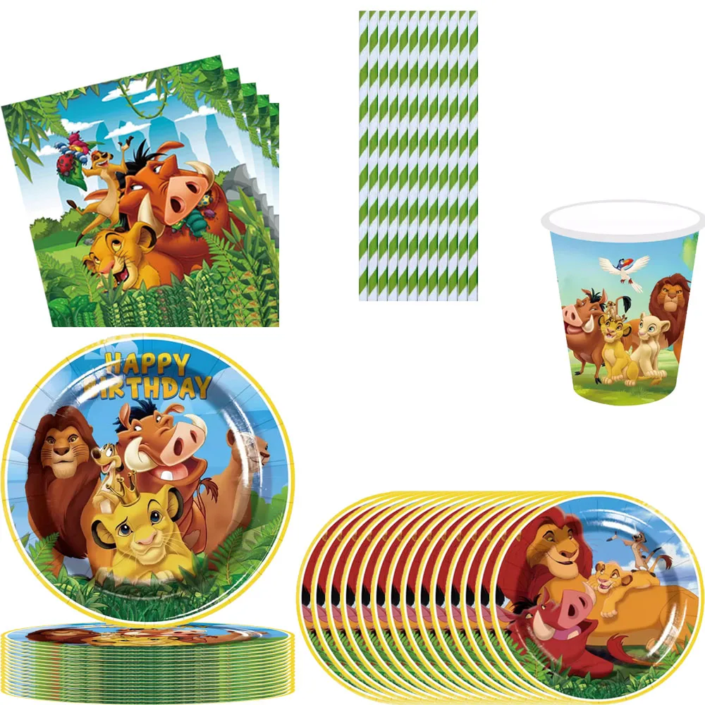 Neue Disney König der Löwen Simba Thema Party Dekorationen Tasse Platte Banner Tischdecke Hintergrund für Kinder Jungen Geburtstag Party Decor