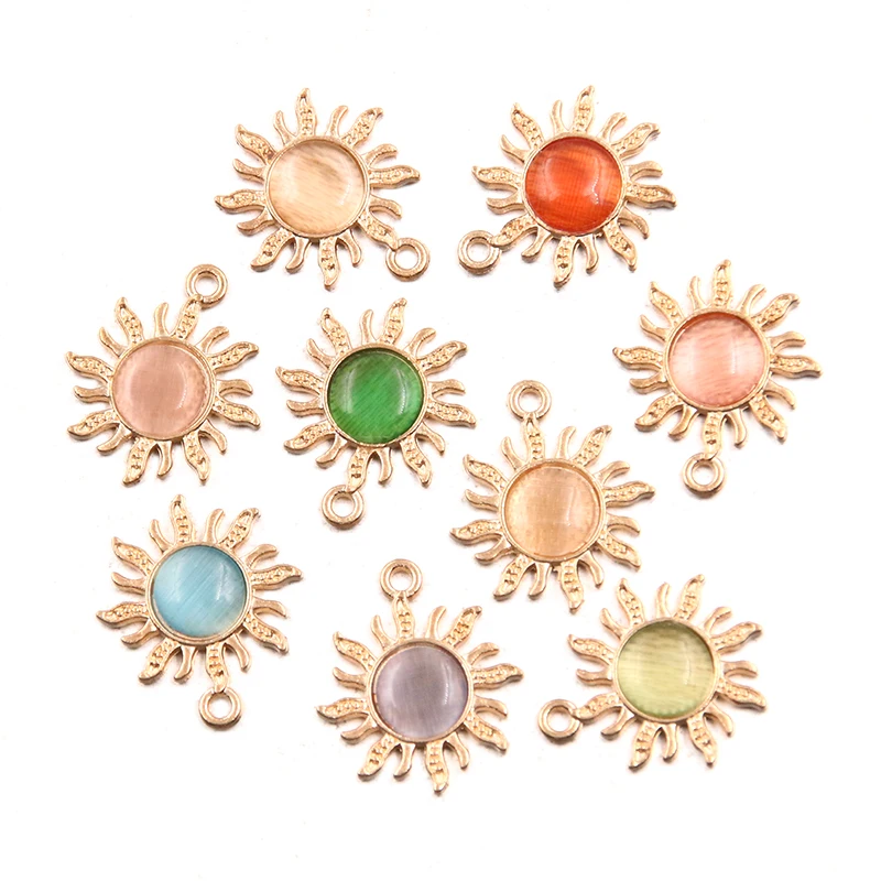 10Pcs 18*21mm 9 Color Sun Charms For Jewelry Making Supplies Bulk Findings Phone Earring Pendant Necklace Accessories Diy Craft