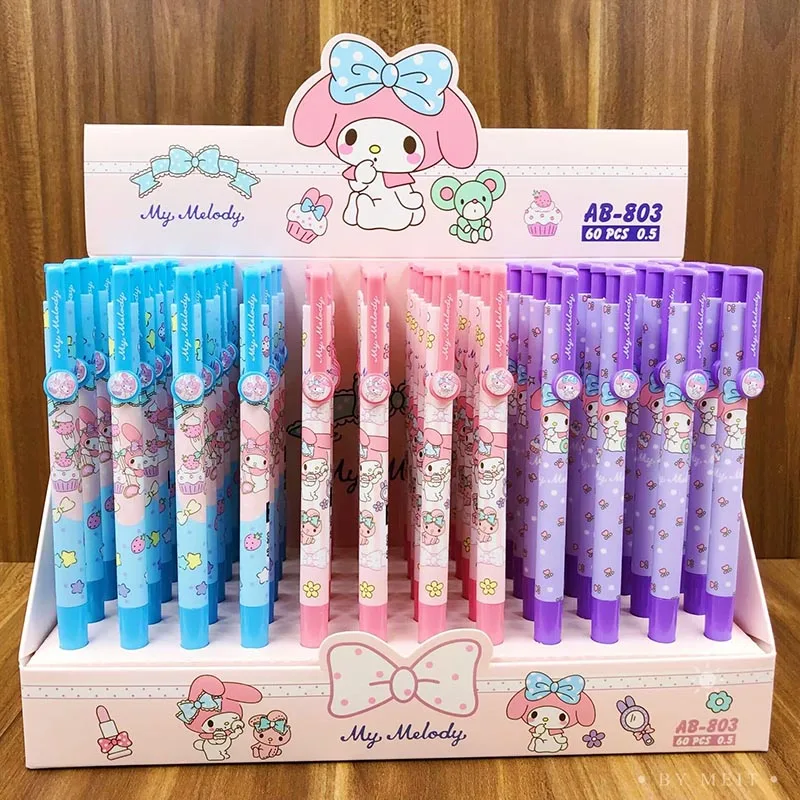 

60pcs/lot Creative Sanrio Press Ballpoint Pen Cute Melody Ball Pens School Office Writing Supplies