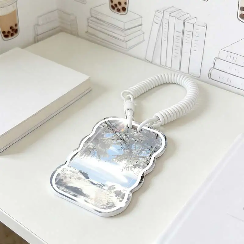 Card Protective Case for Stretchable Spring Cord Student Bus/Meal Card Protection Case Kpop Photocard Holder Photo Protector