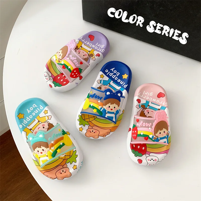 

House Slippers Cute Cartoon Kids Clogs Breathable Comfortable Soft Sole Non-Slip Baby Indoor Sandal