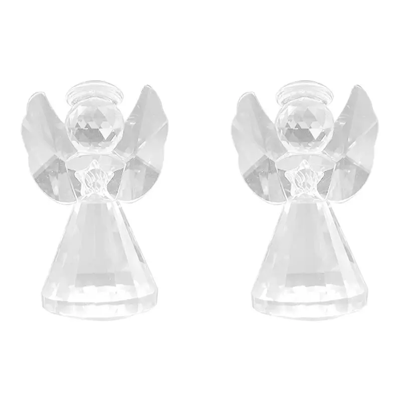 A93E-2X Crystal Angel Figurine Decor, Glass Guardian-Angel Statue Figurines Collectibles, For Women
