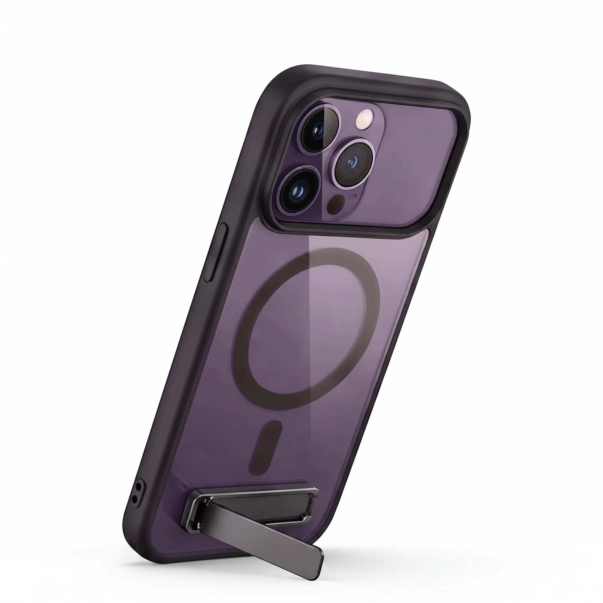 Transparente Schwarze Magnetische Hülle mit Klappbarem Ständer für iPhone 17 11 13 Serie 14 16 15 Pro Max 12 Mini Anti-Gelb Schutzhülle Schlank