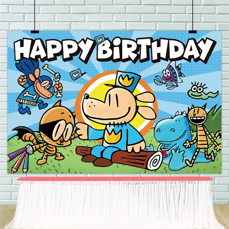 Dog Man Cosplay Buon compleanno Sfondo Sfondo cartone animato Decorazione morbida Petey il gatto Fan per bambini Accessorio decorativo Regalo di Natale